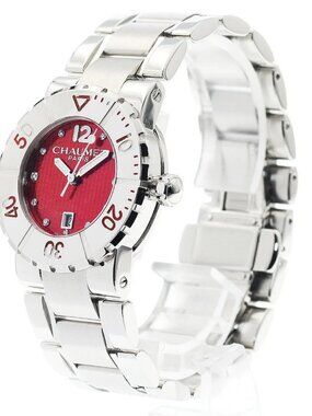 Chaumet Class one 622C 11P diamond Red Dial Quartz Ladies Watch_939220